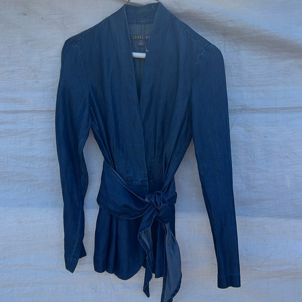 Level 99 denim belted shirt